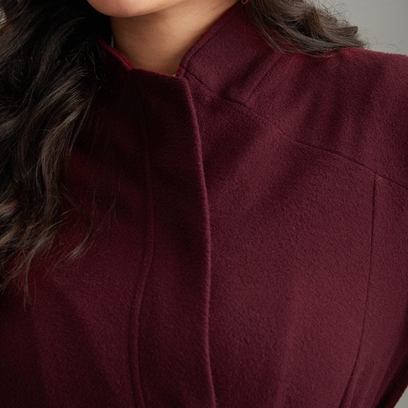 Stand collar fall button down belted coat - Picture 1 of 4